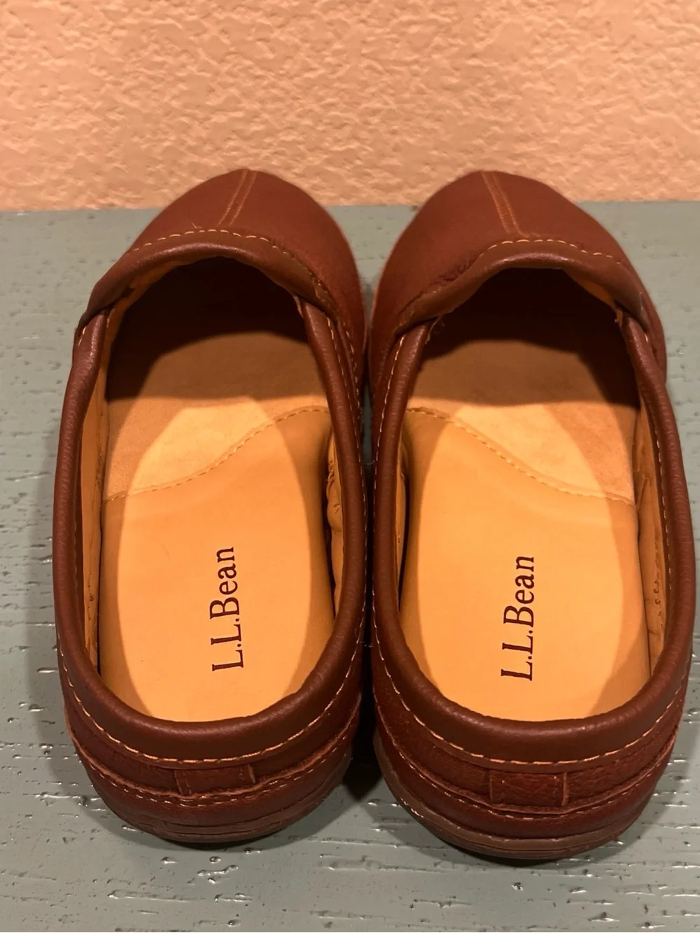 L.L. Bean Brown Leather Slip-On Slippers